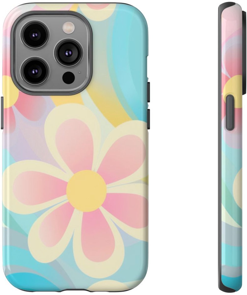 Pastel Groovy Bloemenpatroon – Telefoonhoesje Geschikt voor iPhone 14 Pro