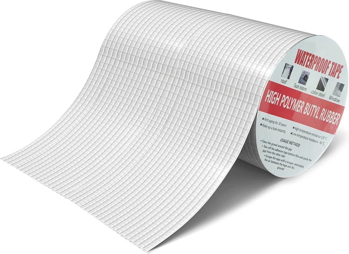 QPFO® Waterdicht Plakband 20 cm x 5 m - Aluminium Butyl Tape voor Dakreparatie en Scheuren