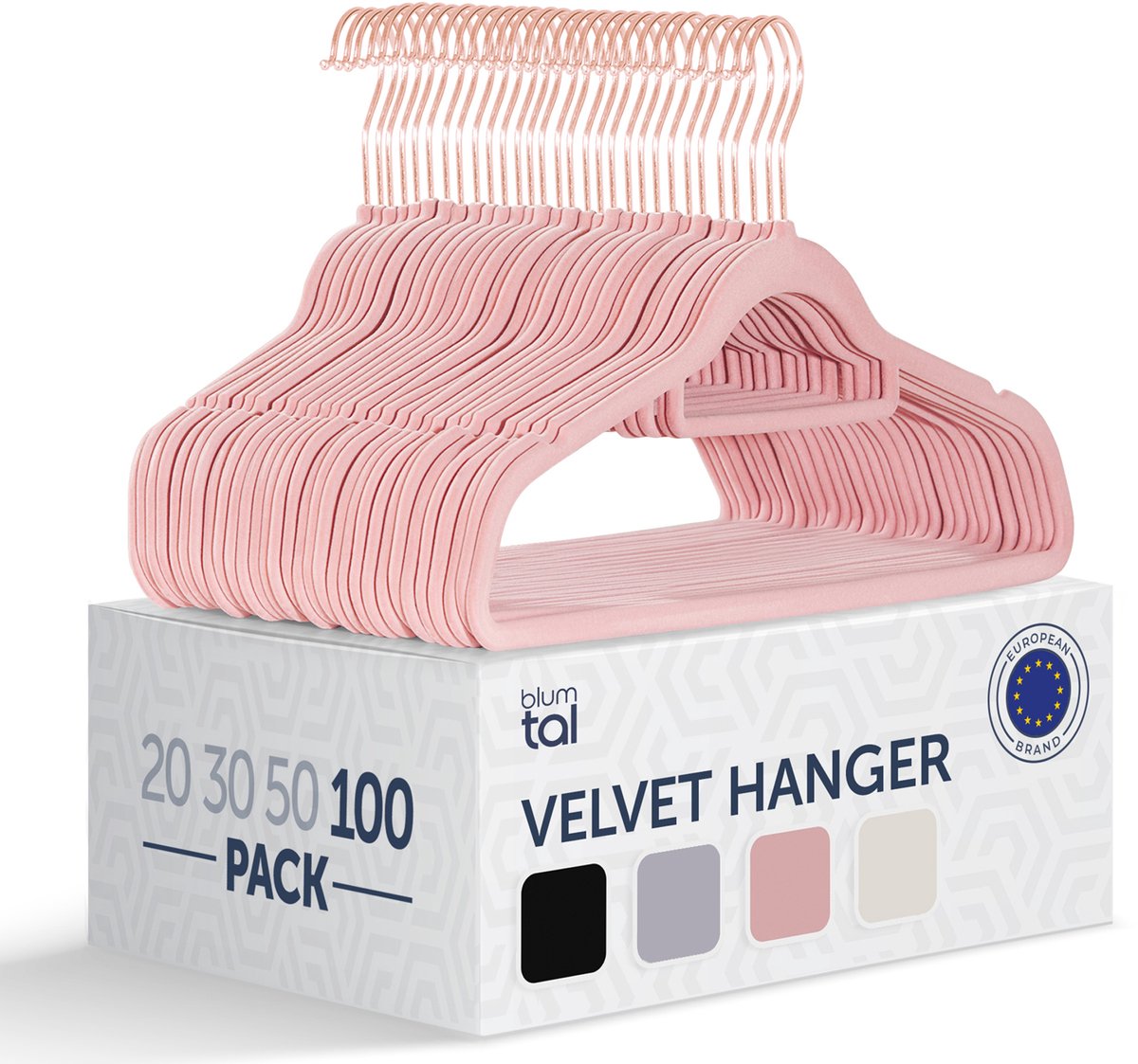 Blumtal - Kledinghangers - Velvet - Fluweel - Rose Gold - Roze - 100 stuks