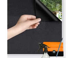 Verduisterende HR++ Raamfolie - 45x300cm - Anti Inkijk & Isolerend - Statisch & Zonwerend - Privacyfolie voor Ramen - 100% Verduisterend - Incl. Rakel en Mesje