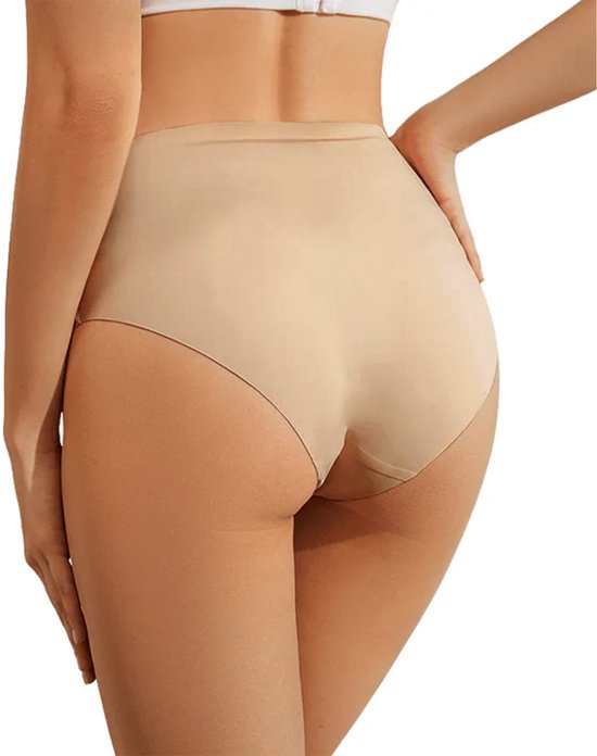 Slip taille haute sans couture pour femme - Zwart, Wit, Beige - Taille XL - Set de 3 - Ultra doux - Sous-vêtements sans couture femmes - Sous-vêtements sans couture femmes - String invisible - Slips femme - sous-vêtements invisibles
