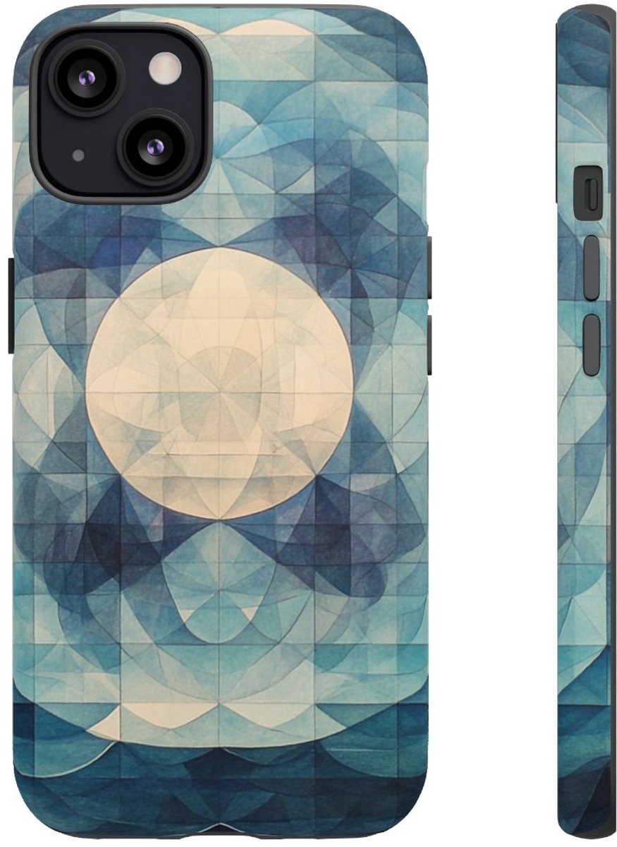 Geometrische Kleurenschakering van Zee en Maan – Telefoonhoesje Geschikt voor iPhone 13