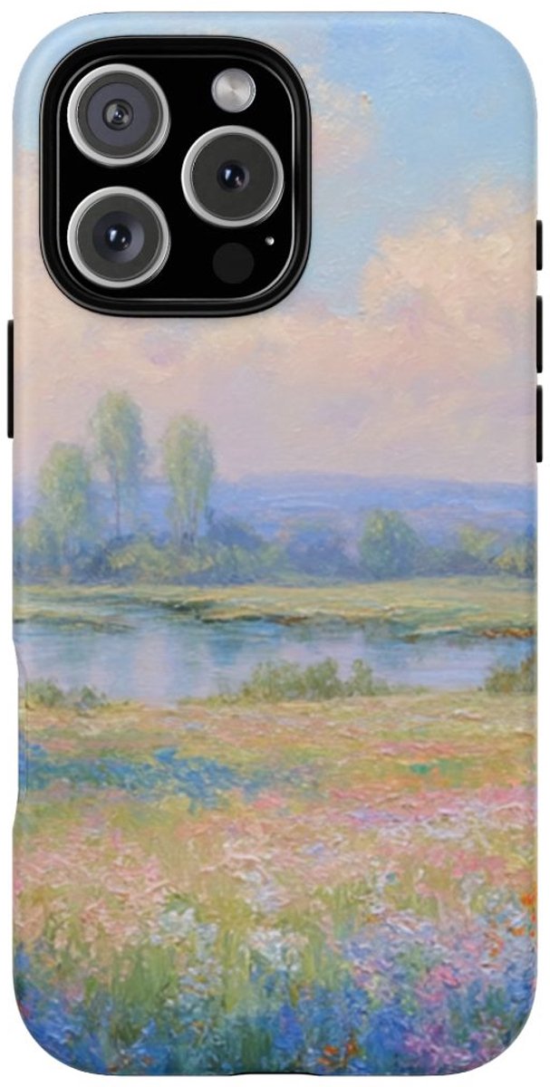 Lentebloesems en Wilde Bloemenlandschap – Telefoonhoesje Geschikt voor iPhone 16 Pro Max