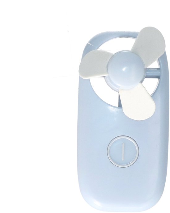 Mini handventilator blauw 11x6x5 cm draagbaar compact lichte kunststof batterij ventilator