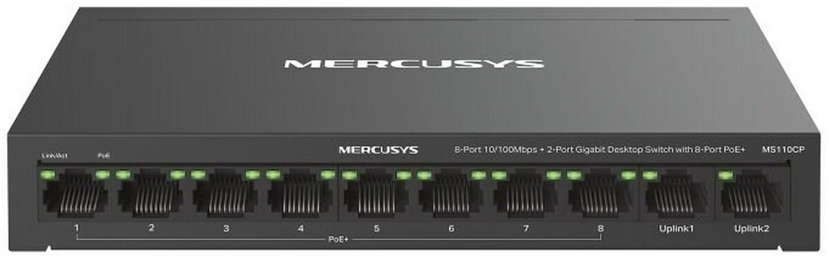 Mercusys MS110CP netwerk-switch Fast Ethernet (10/100) Power over Ethernet (PoE) Zwart