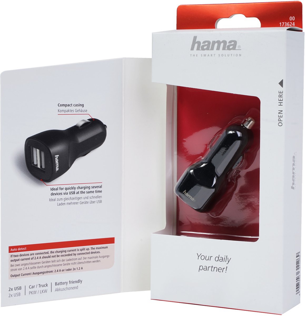 Hama Autolader picco dual USB 2.4A zwart
