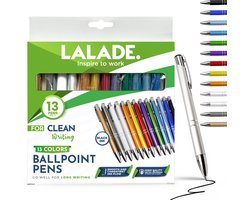 Metalen balpennen van hoge kwaliteit - zwarte inkt - zacht schrijfgevoel (13 kleuren per verpakking)