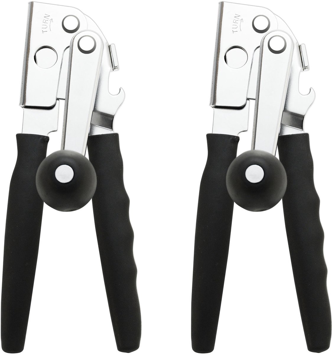 2-pack heavy-duty blikopeners met antislip handgrepen, handmatig, voor grote blikken