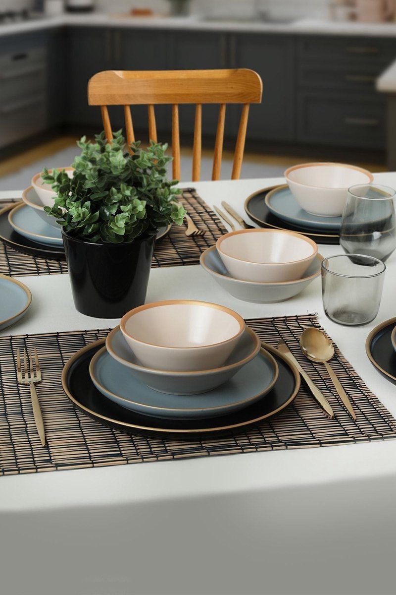 Keramika Serviesset - Safir Grey - 24 delig - 6 persoons - Stoneware
