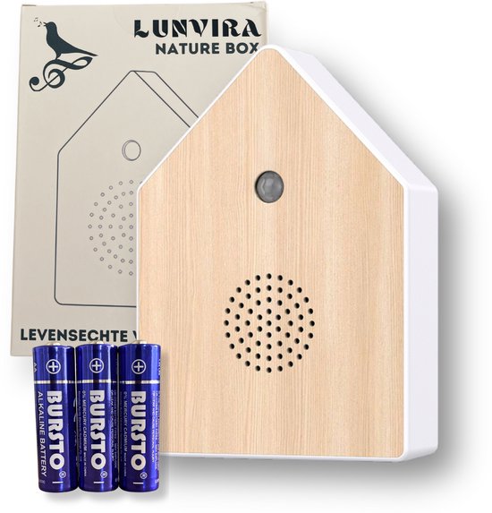 Lunvira® NatureBox - vogelgeluiden huisje met sensor - vogelhuisje met vogelgeluiden - vogelhuisje met geluid - vogelgeluiden huisje voor op toilet, badkamer, toilet en woonkamer