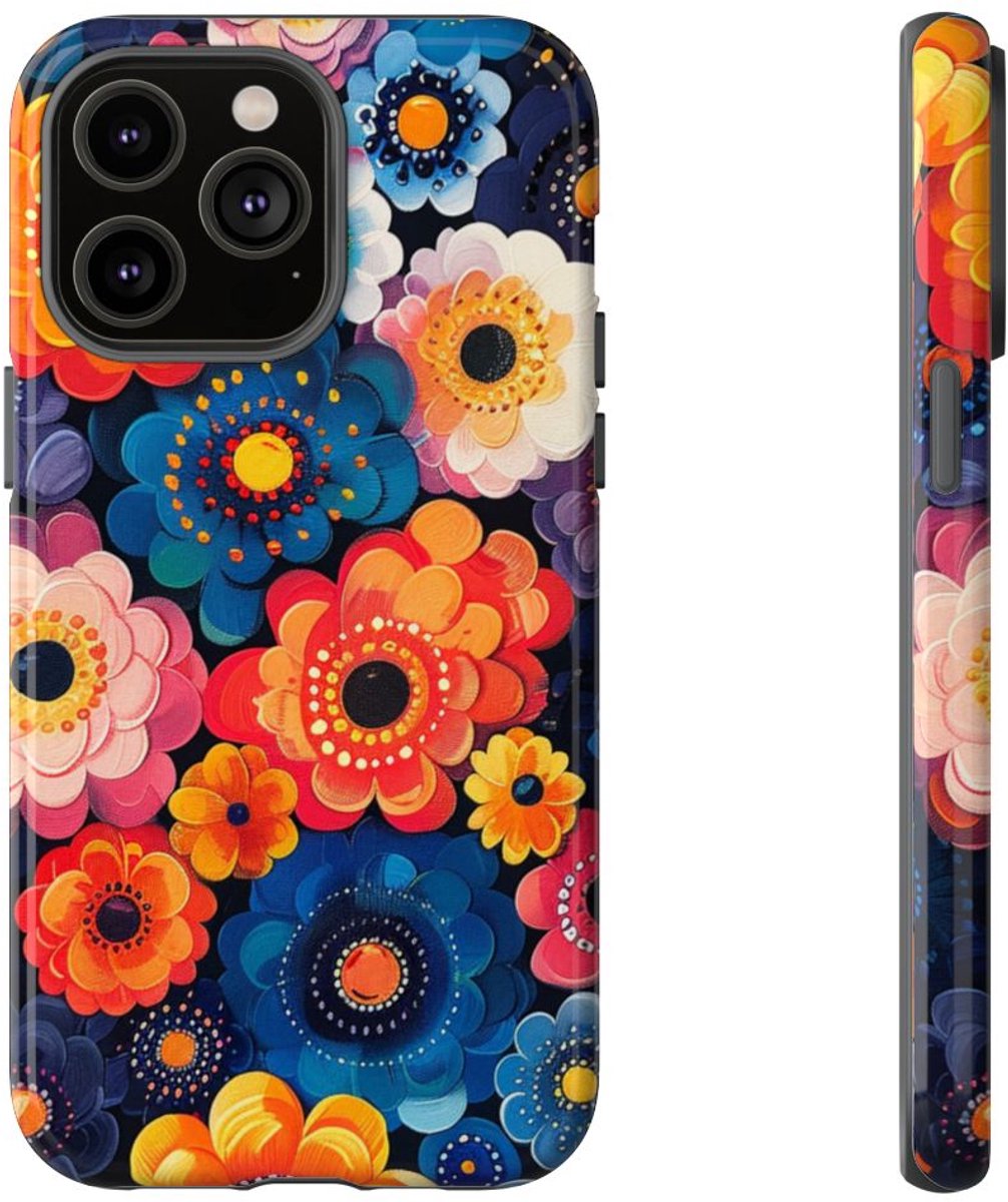 Levendig Abstract Bloemenpatroon – Telefoonhoesje Geschikt voor iPhone 14 Pro Max