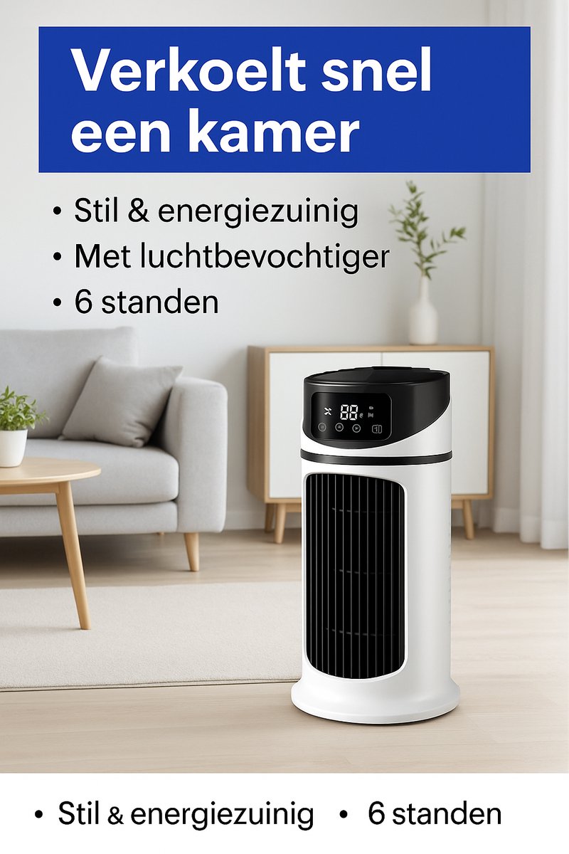 Aircooler - Luchtkoeler - Tafel Ventilator - 6 Standen - Luchtbevochtiger - thumbnail 3