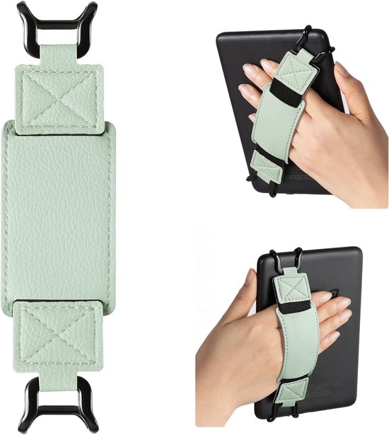 Veilige handriem voor Kindle en tablets - Veelzijdige en lichtgewicht vingergreephouder geschikt voor 6-7.5" Kindle/Kobo/Voyaga/Lenovo/Sony e-book tablet - Hoog elasticiteit, Sagegroen-1