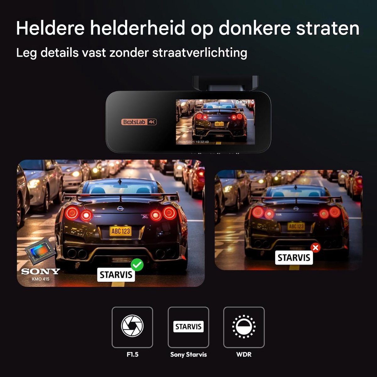 360 Botslab G980H - 4K dashcam voor en achter met WiFi thumbnail 3