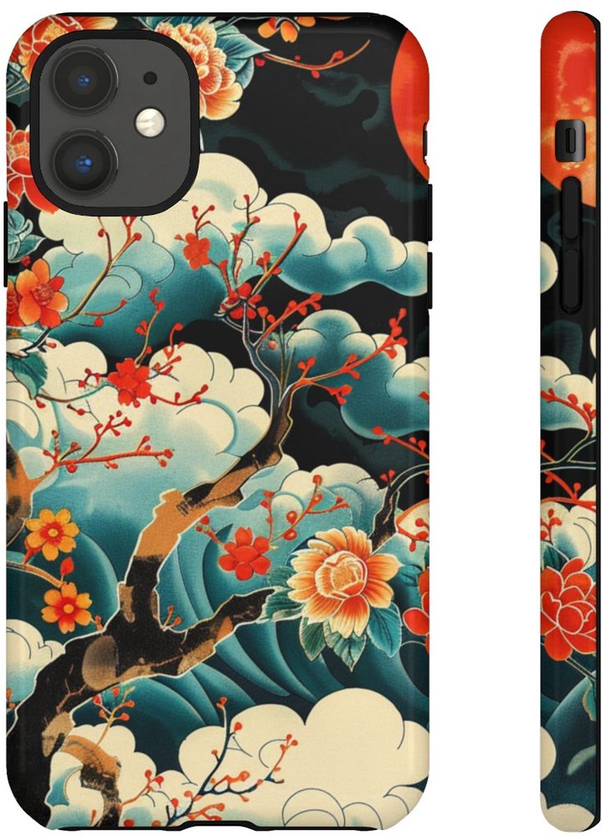 Bloemrijke Tak onder de Maan – Telefoonhoesje Geschikt voor iPhone 11