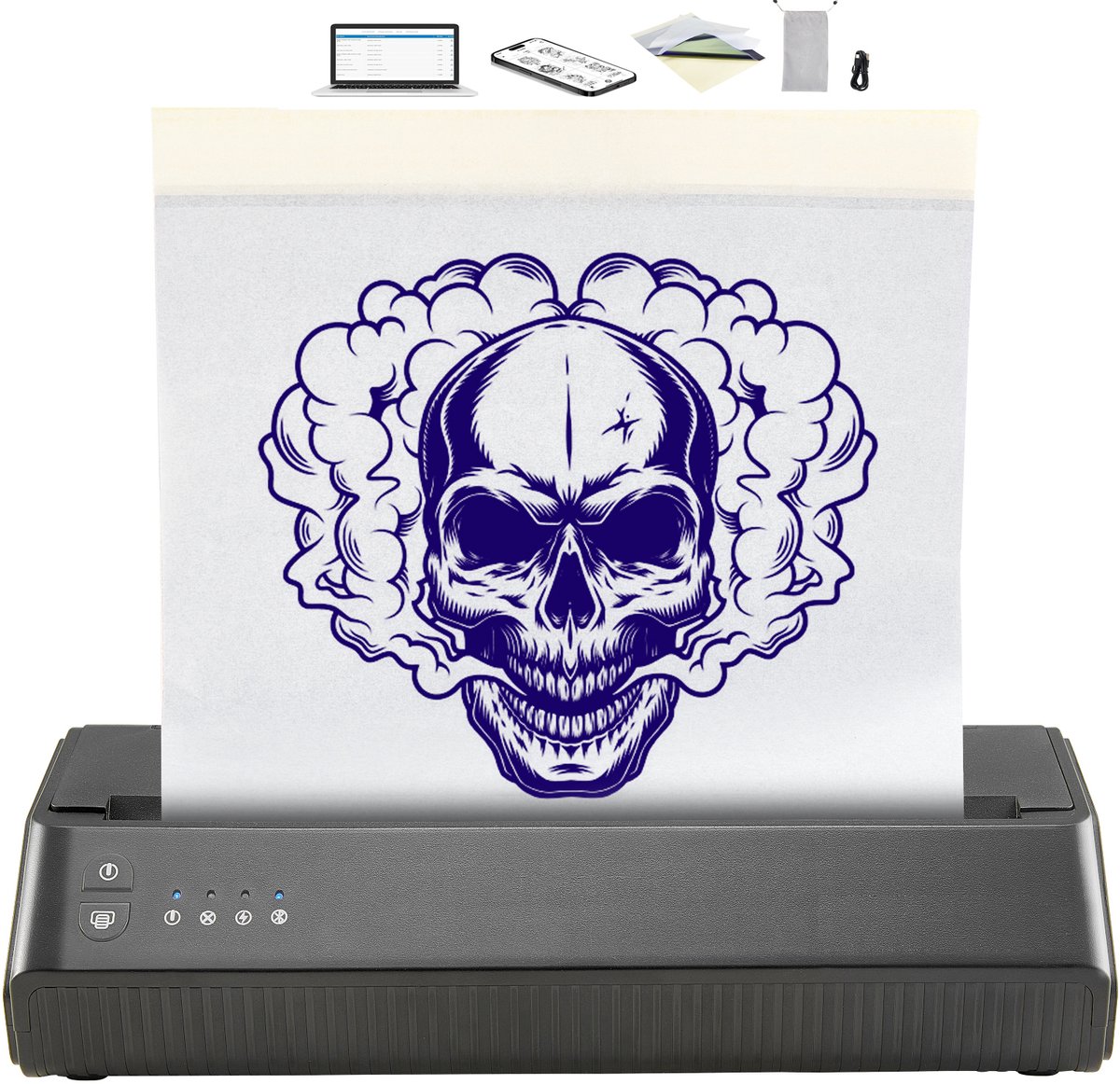 Tattoo Transfer Sjabloon Printer, Draadloos Bluetooth Apparaat Met 10 Stuks Papier en Stoffen Tas, Draagbaar voor Android, iOS, Telefoon, iPad en PC