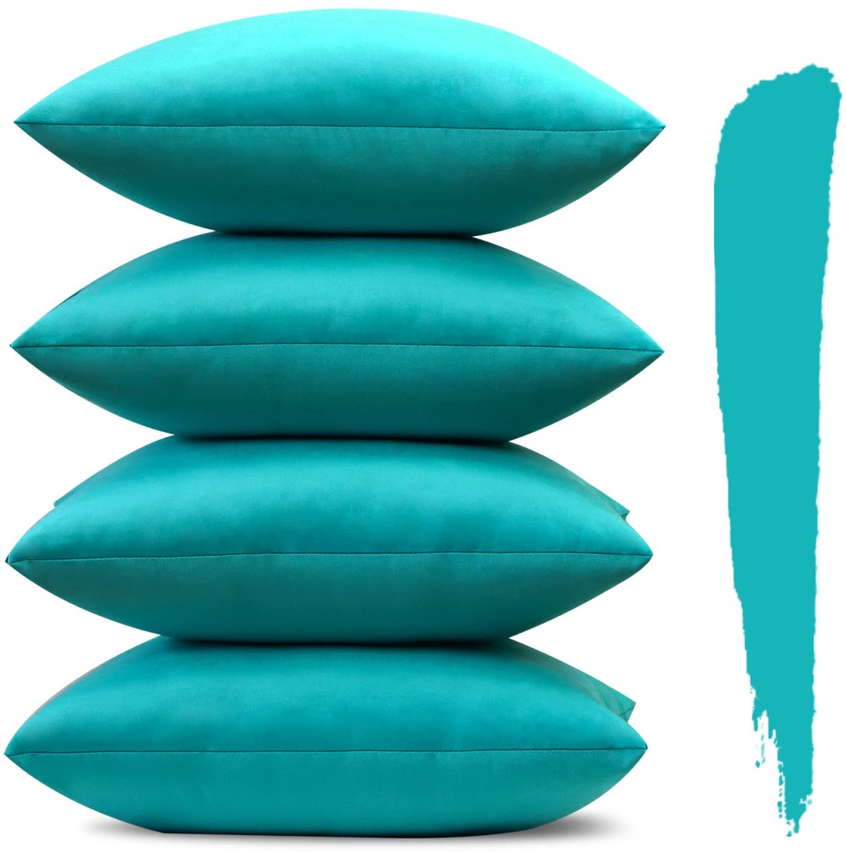 Ibenzoa Set van 4 Zachte Fluwelen Kussenhoezen 45x45 cm voor Diverse Interieurs turkoois
