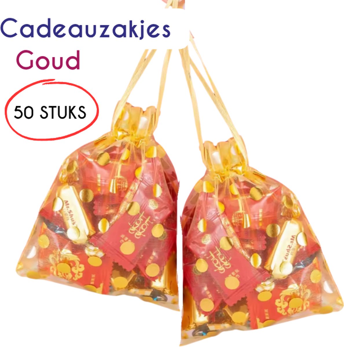 S4D® - Cadeauverpakkingen - Luxe Organza Cadeauzakjes - Geschenkzakjes - uitdeelzakjes - 50 STUKS! - 10x15 CM - Goud - Maak Van Ieder Cadeau Een Waar Kunstwerk