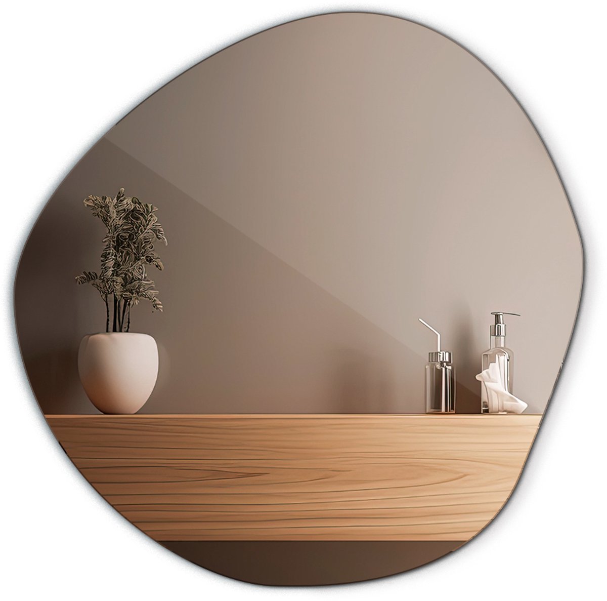 TULUP Spiegel - Spiegel Met Onregelmatige Vorm - 86 cm x 86 cm - Spiegel Asymmetrisch - Spiegel Voor de Woonkamer - Spiegel Asymmetrisch - Onregelmatige Spiegel - Scandinavische Wandspiegel Zilver