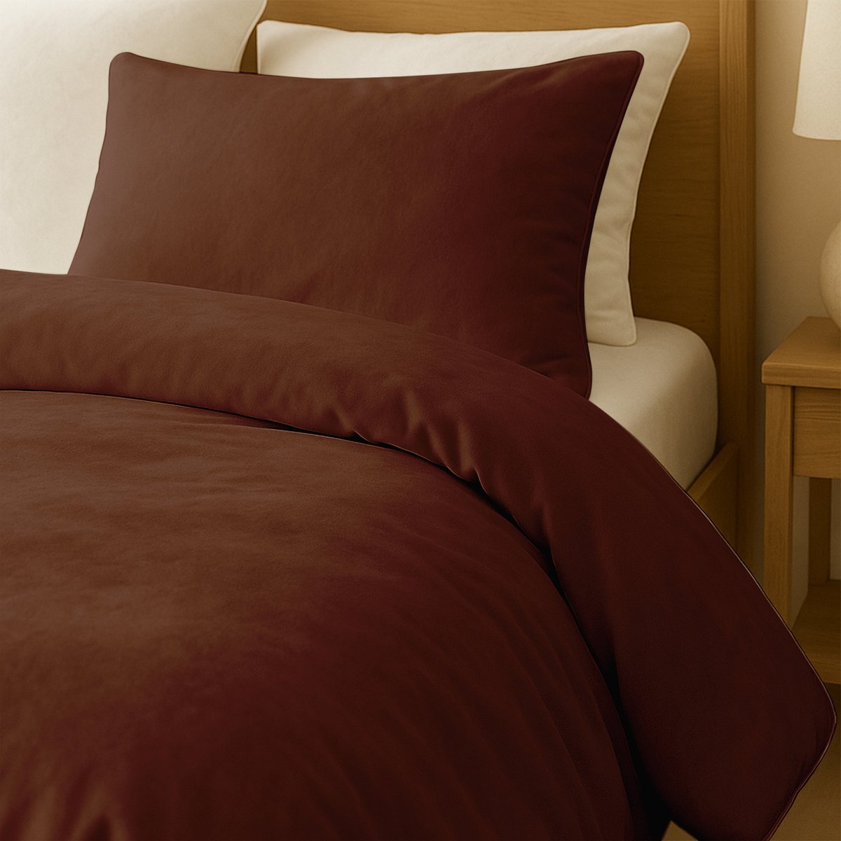 Zydante Dekbedovertrek Set 200x200/220 cm - Dekbedhoes met 2 Kussenslopen - Velvet Coral - Cognac Bruin