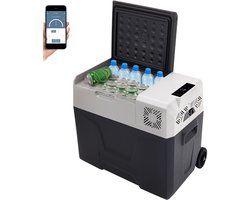 Auto Koelkast 50L / 52,8 QT Draagbare Vriezer – -20°C tot 20°C, Enkelzone met Wielen en Handvat – 12/24V DC en 100-240V AC Compressor Koeler voor Outdoor Kamperen