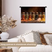 Wandkleed 60x40 cm - Wanddoek Potjes - Kruiden - Specerijen - Korrels - Wandtapijt - Wandkleden