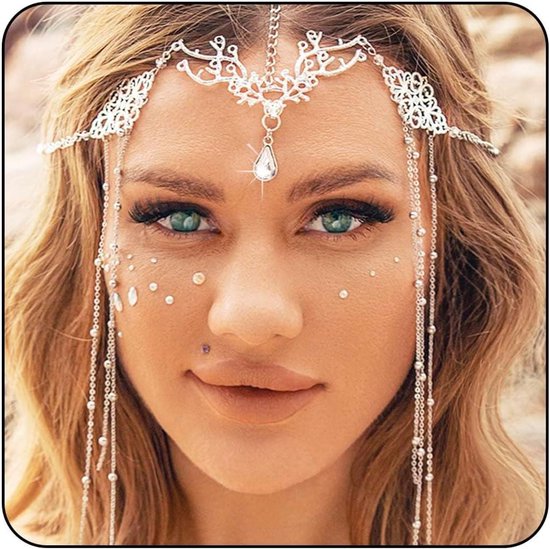 WJRQD Chaine De Tête Boho Tête Vintage Dorée Goutte D'eau Sculptée Accessoires De Cheveux Bandeau De Festival Pour Femmes Et Filles