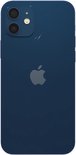 Donkerblauwe iPhone 12 achterkant met dubbele camera en Apple logo.