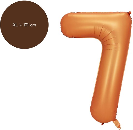 Fienosa Cijfer Ballonnen - Nummer 7 - Oranje - Kleur - 101 cm - XL Groot - Helium Ballon - Verjaardag Ballon - Verjaardag versiering - Leeftijd verjaardag - Verjaardagsballon - Verjaardag