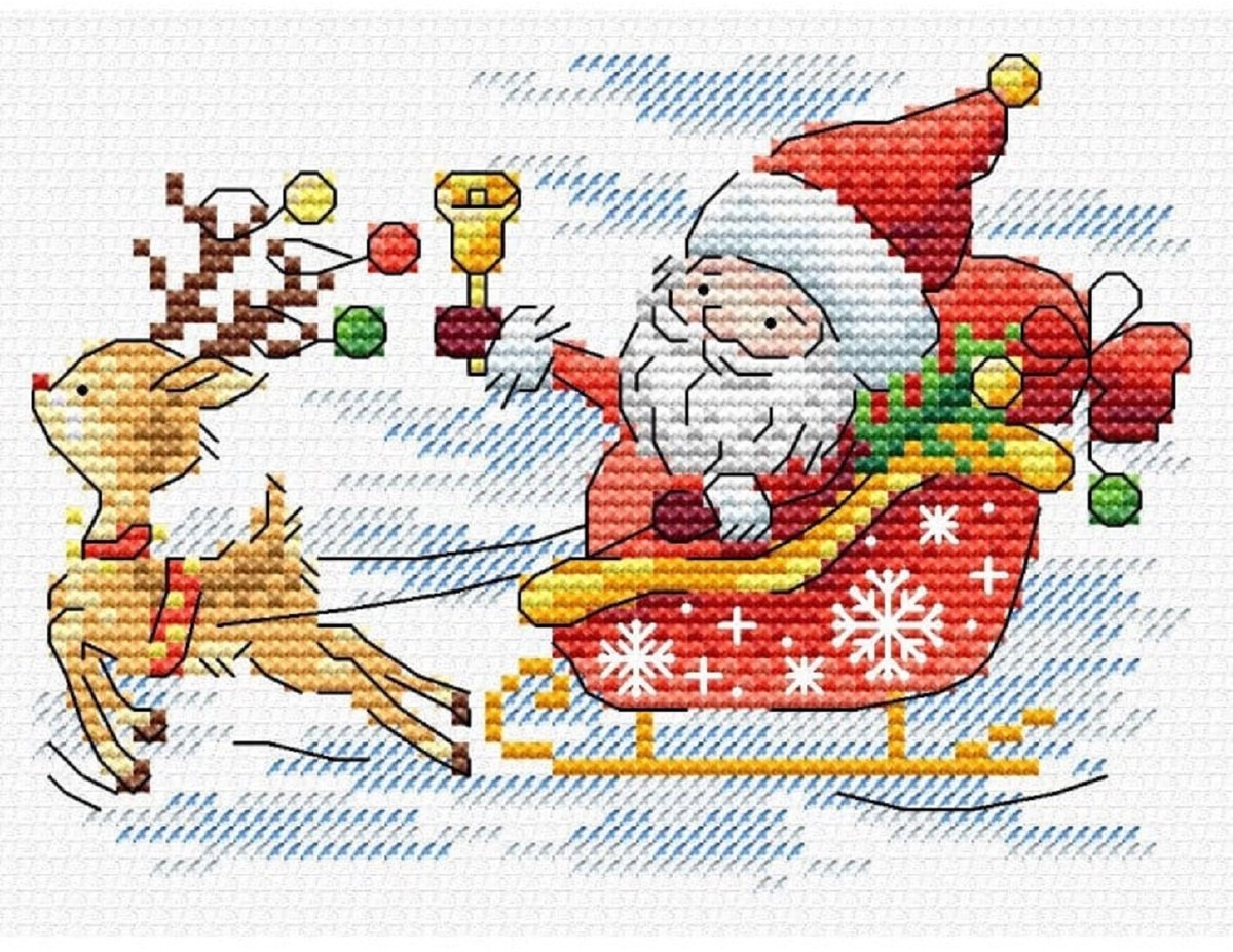 Borduurpakket - Kerstman Met Slee