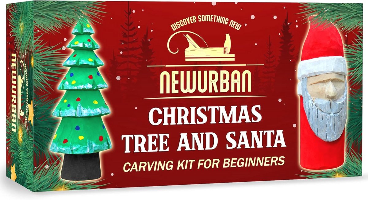 Houten kerstboom en kerstman decoratie set voor beginners - Creatief kerstcadeau.