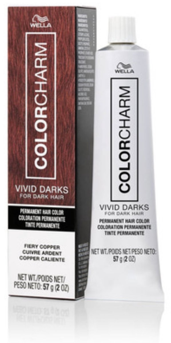 Wella Color Charm Permanent Creme Haircolor - Vivid Darks + developer - Fiery Copper