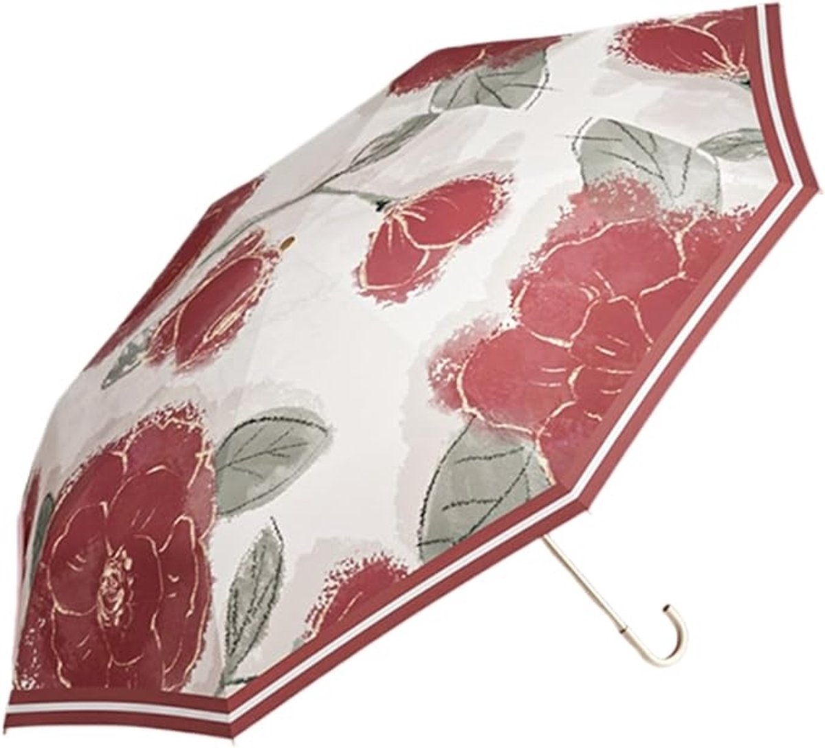 Reisparaplu, UV-parasol met zonbescherming, zakparaplu – Handmatige parasol | Opvouwbare paraplu met J-vormig handvat voor wandelingen, hikes, buitenactiviteiten, roadtrips, strand, woon-werkverkeer, dagelijks gebruik