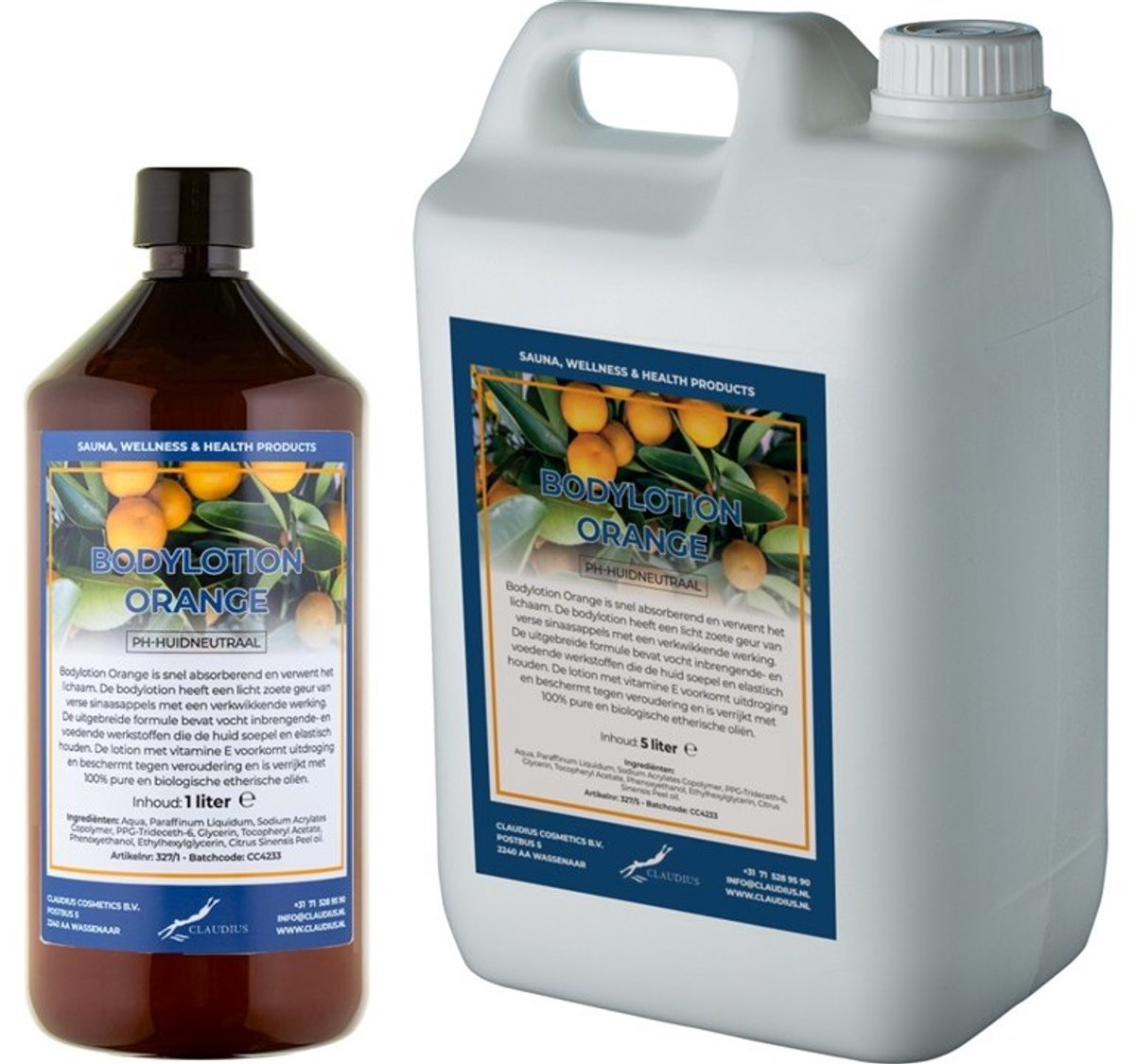 Bodylotion Orange 1 liter - hervulbaar + Jerrycan 5 liter navulling