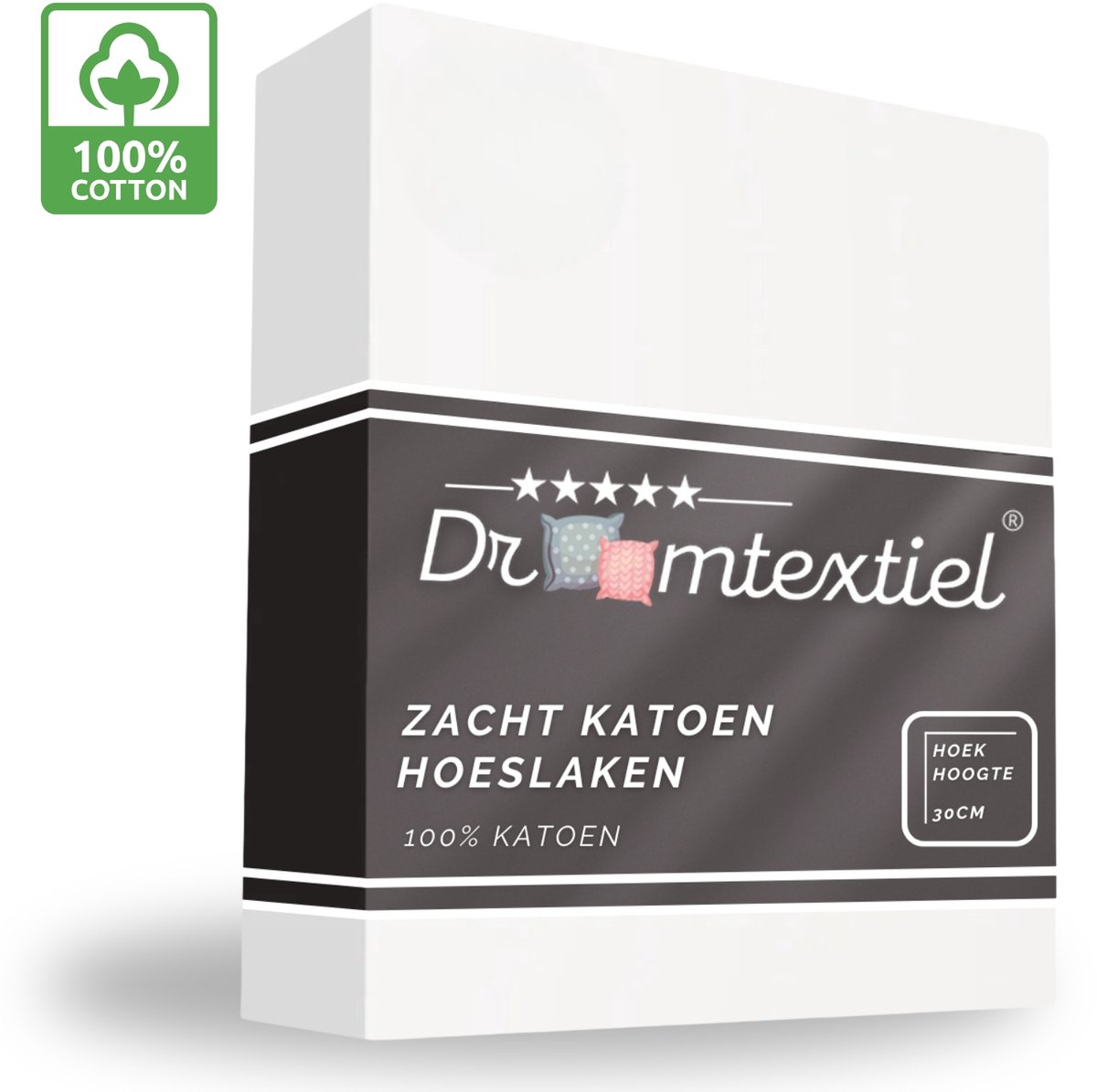 Droomtextiel Hoeslaken Wit - 80x200 cm - 100% Katoen - Perfecte Pasvorm - Heerlijk Zacht
