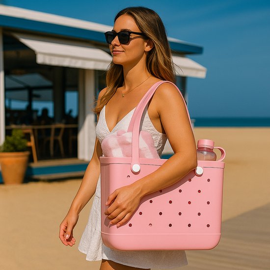 Sac de plage et week-end Sorprese XL - 48 x 23 x 35 cm - EVA imperméable et anti-sable - Léger et robuste - Rose clair - Femme et homme