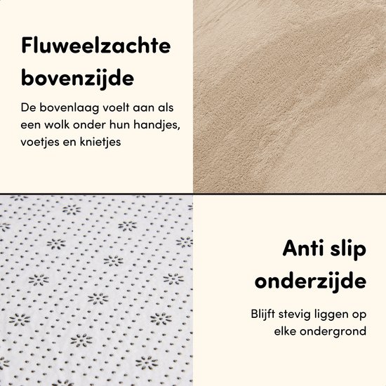 Speelmat Baby XXL - Speelkleed met Traagschuim - Fluweelzacht Speeltapijt - 200x150x3 cm - Beige van Merkloos — afbeelding 4