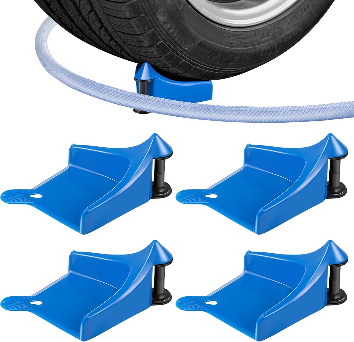 CGEAMDY 4 stuks autoslanggeleiding, autowasslanghaspel banden wig autoslang geleidingen wassen water, ruw anti-pinch detailgereedschap banden (rood