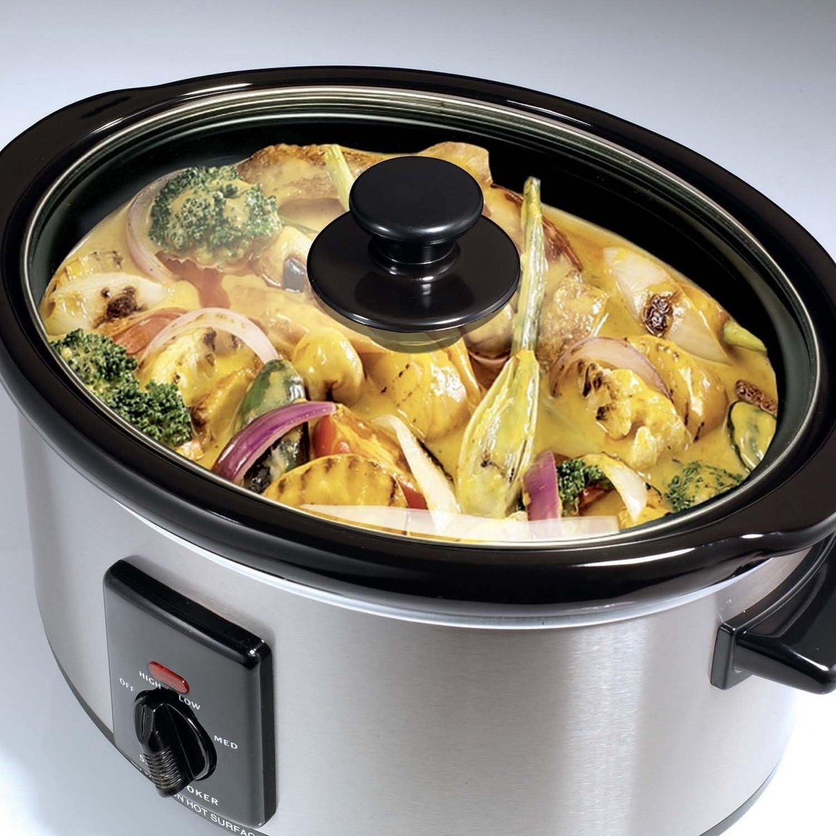 Afbeelding 2 van DHNS® Slowcooker - Keramische Binnenpan - 3 Verschillende Standen - Zilver