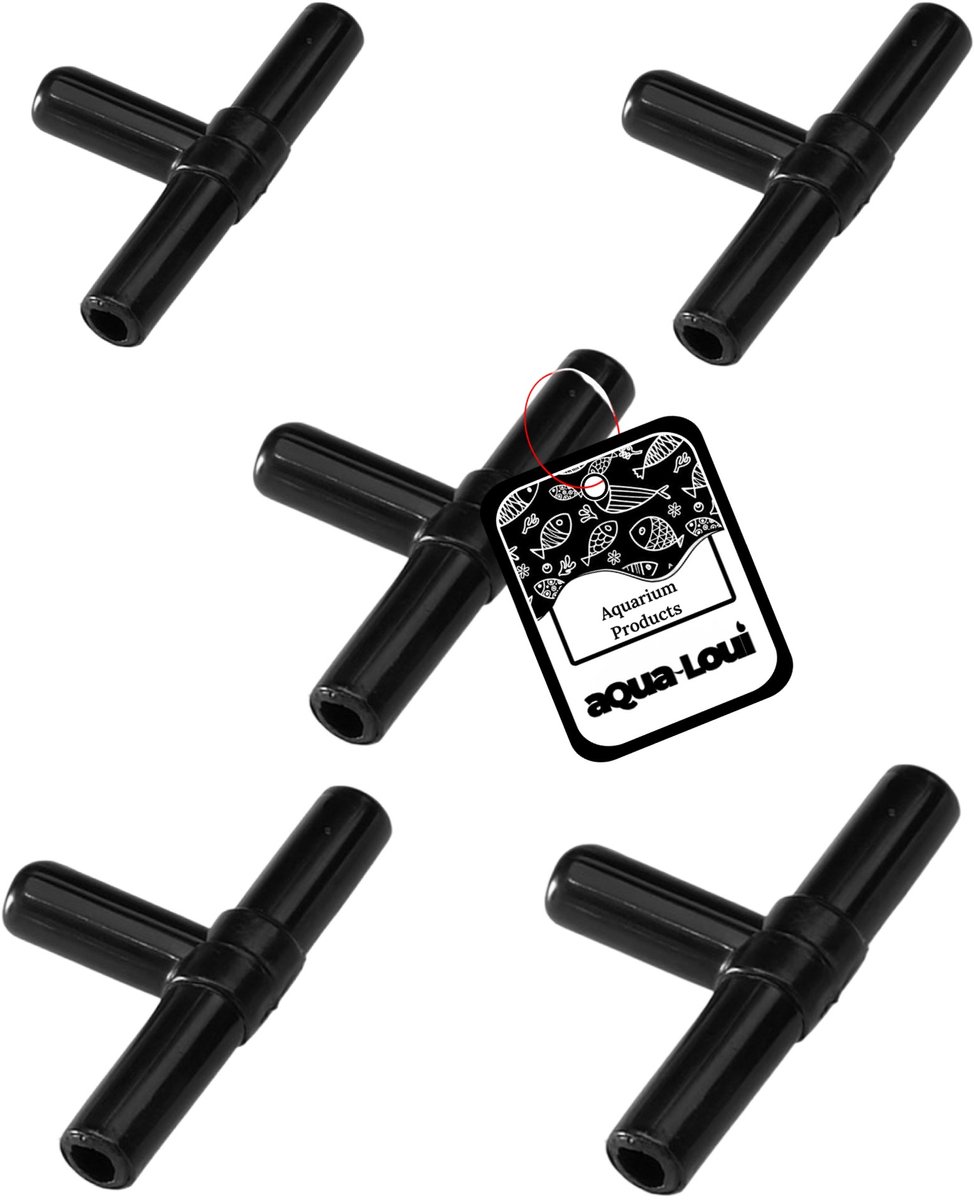 Aqua-Loui® - Luchtslang T-stuk - Aquarium - Universeel T stuk - Verdeelstuk - Geschikt voor slangmaat Ø 4/6 mm - 5 stuks