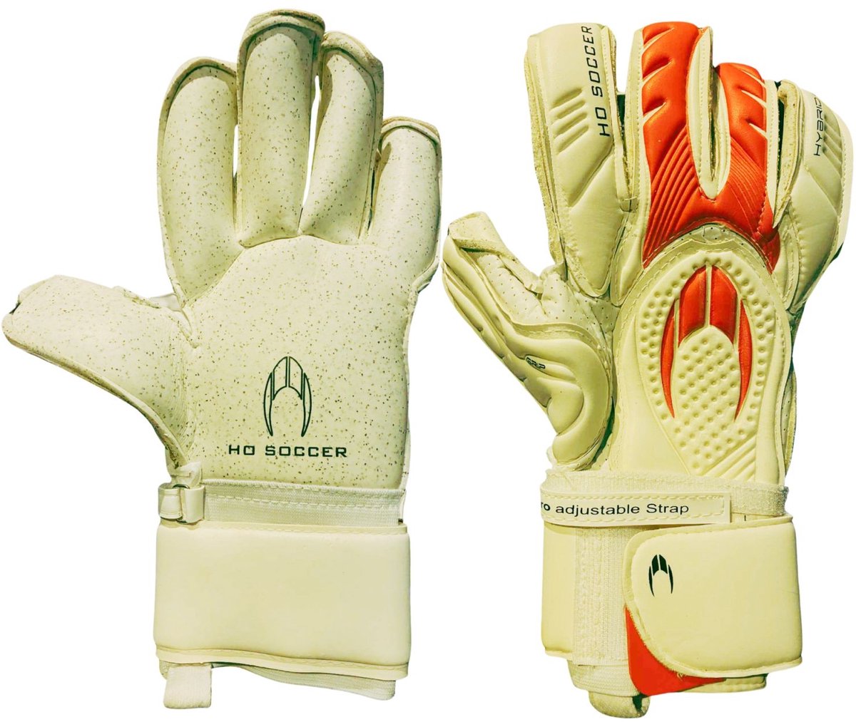 HO Soccer Pro Curved Keepershandschoenen - Quartz - Hybrid Cut - White/Red