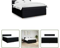 vidaXL Slaapcomfort - Boxspring - Boxspring met matras stof zwart 180x200 cm - Matras - Bed Frame - Zwarte Boxspring
