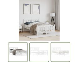 vidaXL Bedframe 120x200 - Metalen Bedframe - Bedframe met hoofd- en voeteneinde metaal wit 120x200 cm - Wit Bedframe - Staal Bedframe - Slaapkamerstijl