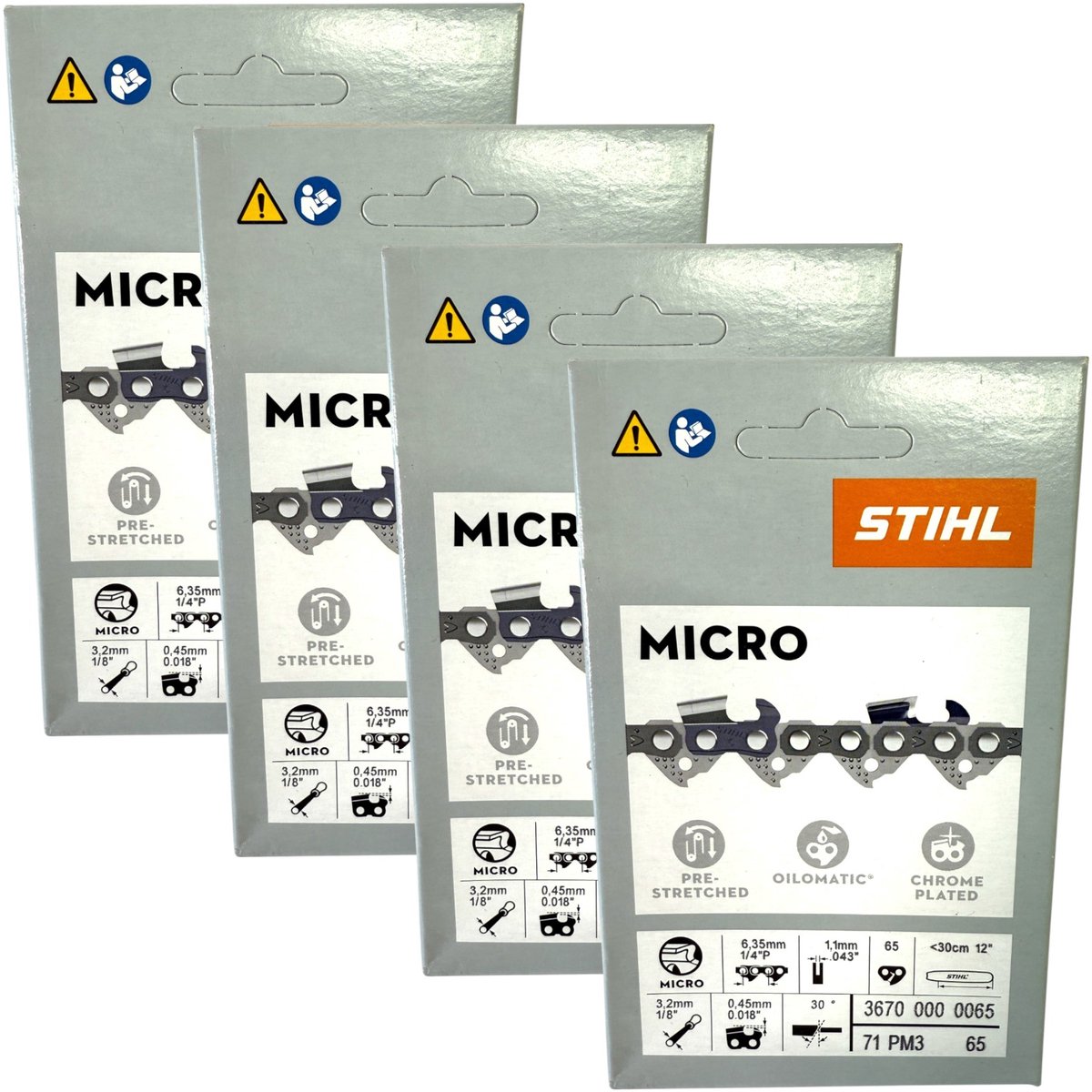 Stihl 4x 1/4" Picco Micro 3 (PM3) zaagketting 30 cm 1/4" P 1,1 mm 65 TG 4 stuks ( 4x 36700000065 )