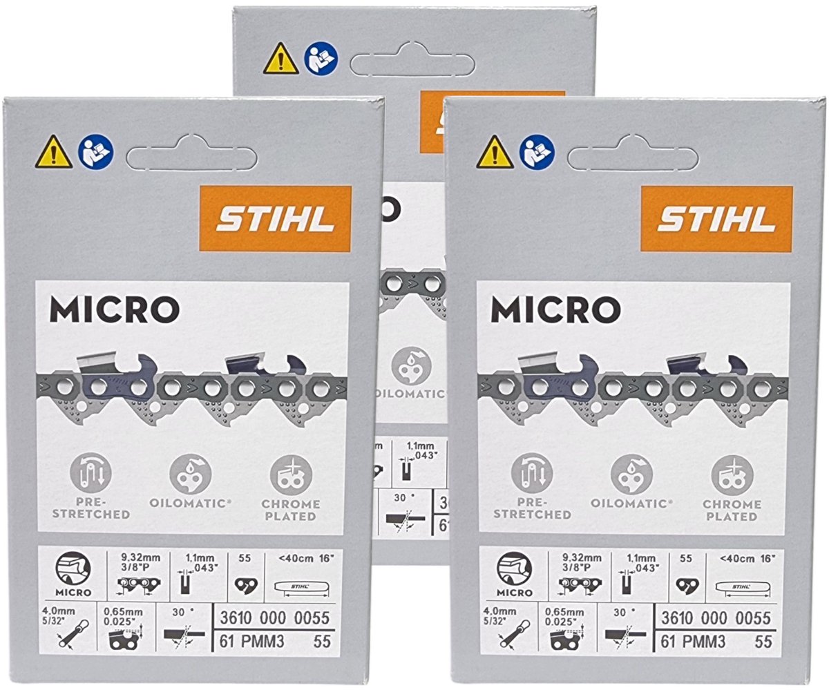 STIHL Picco Micro Mini 3 zaagketting 40 cm 3/8" P 1,1 mm 55 TG 3 stuks ( 3x 36100000055 )