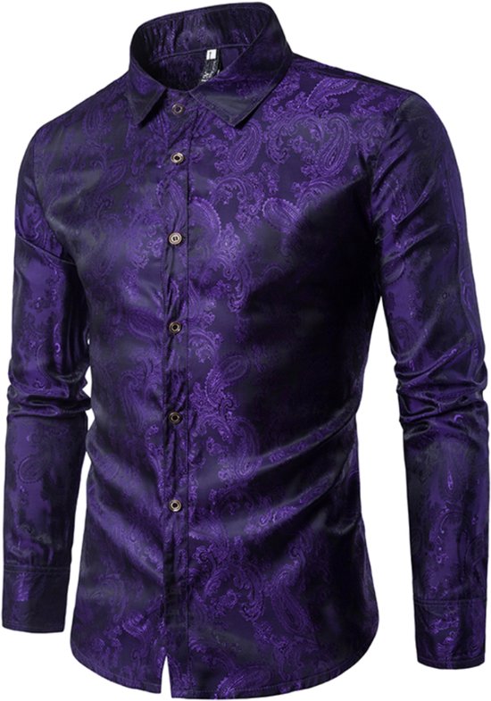Chemise à manches longues et col rabattu pour homme Allthemen avec broderie - Taille M