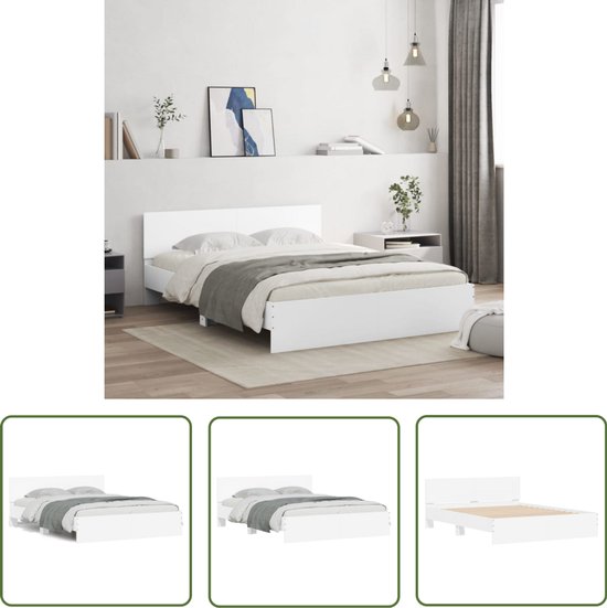Cadre De Lit Double Blanc En Métal Avec Sommier à Lattes 140x200 Cm - Marque VidaXL - Neuf