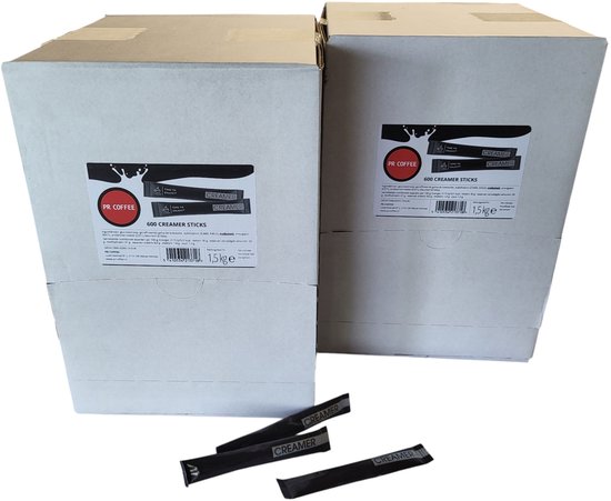 2 dozen Creamersticks - 600 stuks x 2,5 gram per doos - koffiemelk poeder sticks - melkpoeder - dispenser - PR Coffee