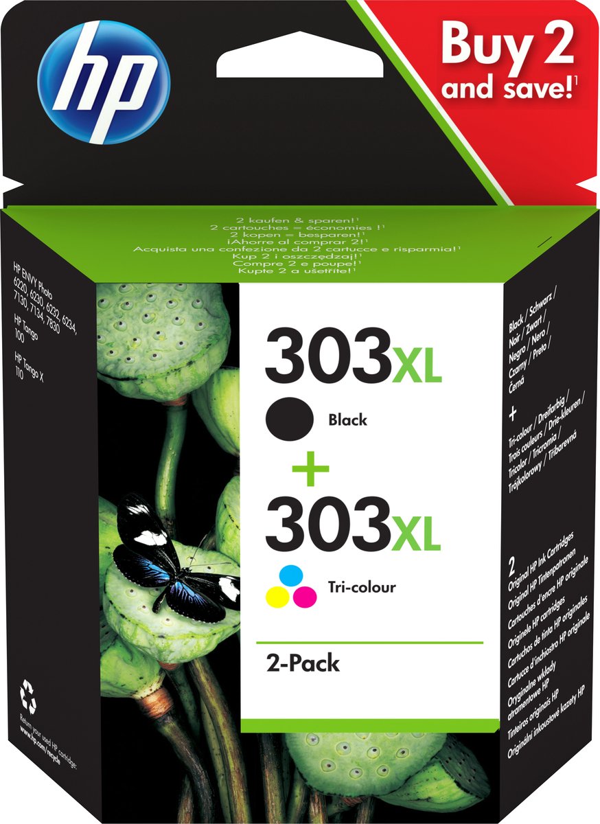 HP 303XL Origineel - (Zwart Cyaan Magenta Geel) - Multipack 2 stuk(s)