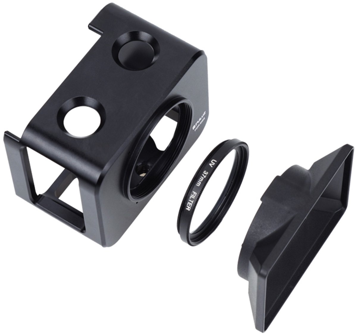 PULUZ aluminium beschermende kooi + 37mm uv filter lens + lens zonnescherm met schroeven en schroevendraaier, geschikt voor de sony RX0 / RX0 II